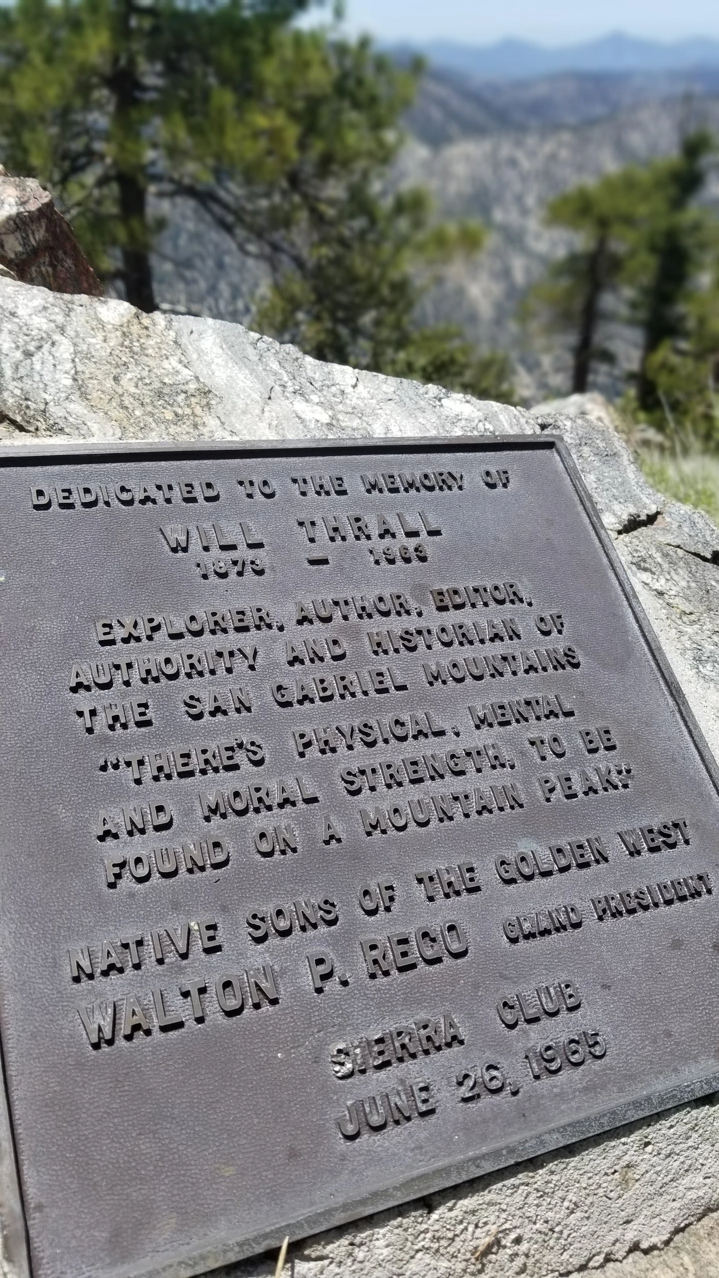 Will Thrall Summit Plaque