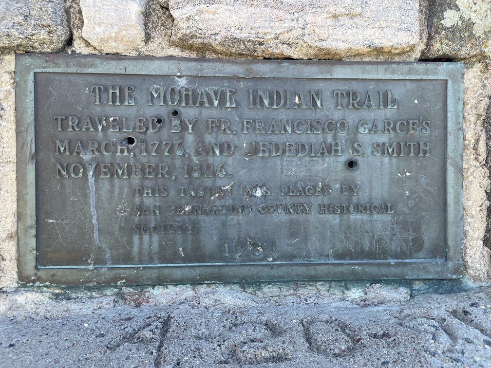 Plaque on the summit of Monument #2 recognizing the Anza Expedition and indigenous trade routes