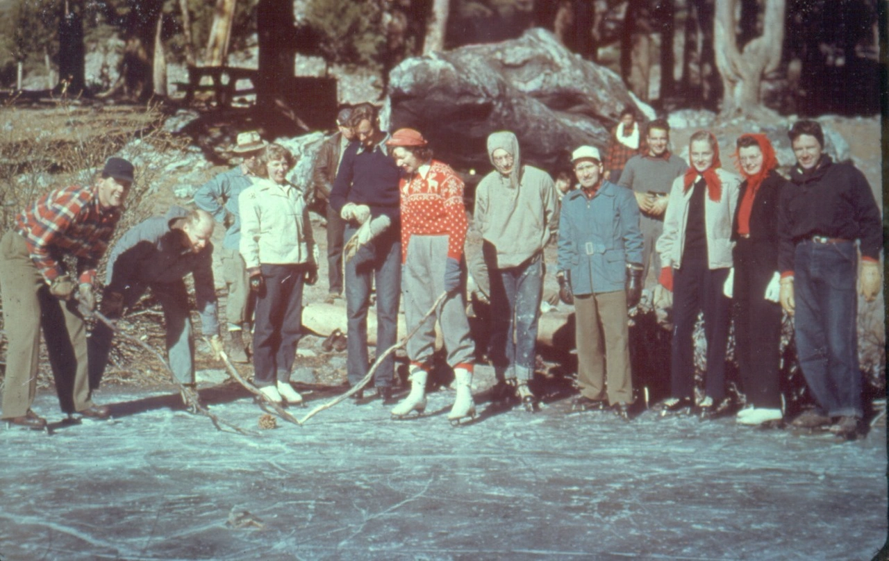 Ice skating on Dollar Lake, Sierra Club trip 1948